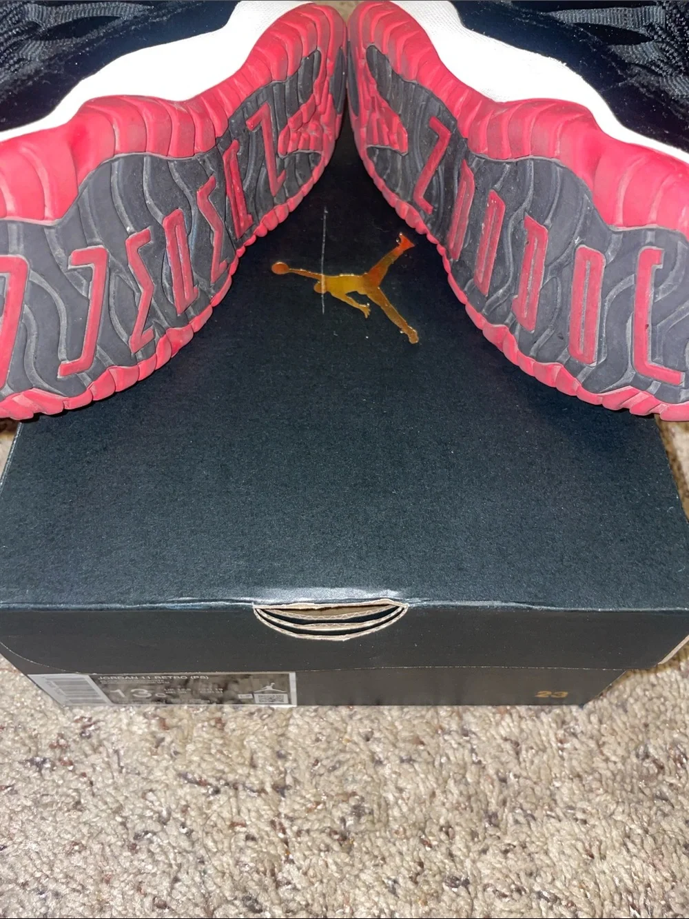 Kids Jordan 11 Retro (PS) Black and Red Sneakers
